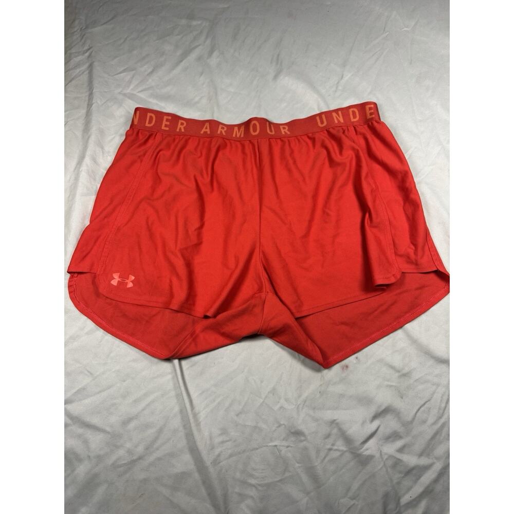 Under Armour HeatGear Shorts Women’s XL Red Athletic Running Gym Loose - Picture 2 of 8